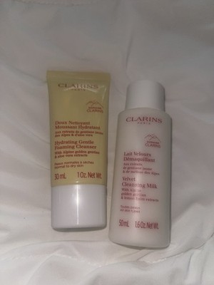 Lot Of 2 Clarins Velvet Cleansing Milk + Hydrating Gentle Foaming Cleanser Set