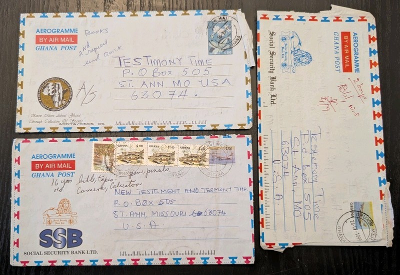 ++ 3 GHANA POST AEROGRAMME 1980 AIRMAIL to USA Envelope Letter Collection Lot 1