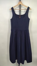 Quince Cotton Mixed Media Tank Dress Navy Basic Sleeved M