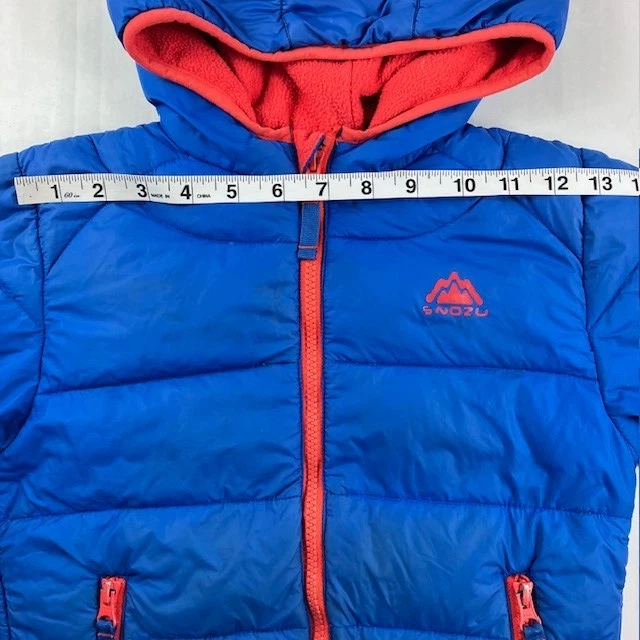 Chaqueta acolchada Snozu para niños con capucha talla 5 azul y naranja, nieve cálida defecto de invierno Foto 4 de 4
