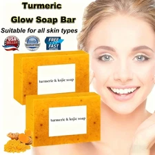 3-Pack Turmeric Glow Soap Bar - Lemon & Kojic Acid, Removing Dark Spots