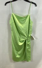 Topshop Women's Slip Dress Lime Green NWT Satin Knot Front Mini Size 6