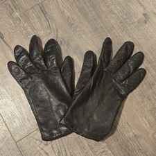 FOWNES Vintage Black Soft Genuine Leather Woman  s Glove Size 8 Poly Lined