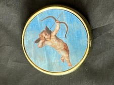 Metal Pill Box 3 Sections Blue Cupid Angel Bow Arrow Case Purse Travel NEW 