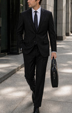 Lauren Ralph Lauren Men Wool Blend 2PC Business Suit Size 42S Black Quiet Luxury