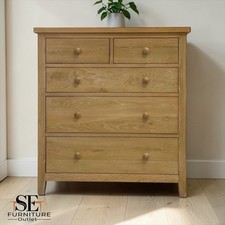 Solid Oak Frames with Oak Veneer 5 Drawer Chest in Whitewash Finish