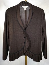 MISOOK BROWN JACKET 3 BUTTON AND FRILLS SZ L