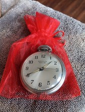 Westclox Pocket Ben Vintage Silvertone Pocket Watch Working Engraved Pre-Owned