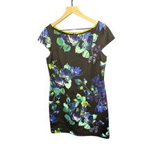 Vince Camuto Women's Black Floral Cap Sleeve Sheath Dress Size 12