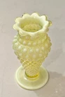 Vintage FENTON Uranium Vaseline Topaz Opalescent Hobnail Vase