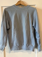 Vintage 70s Raglan Cut BLUE Blank Crewneck Sweatshirt Size M Distressed