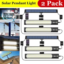 2Pack Double Head LED Pendant Light Solar Power Outdoor Indoor Garden Shed Lamp