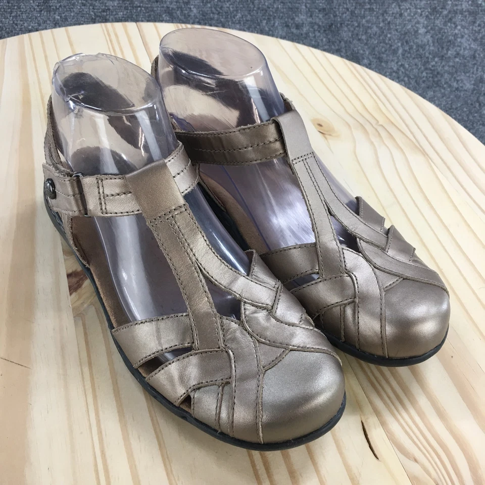 Sandalias Rockport Cobb Hill para mujer 7 Penfield correa en T cuero dorado informales CG9640 Foto 3 de 4