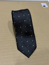 Michael Kors Men's Black Purple White Polka Dot Woven Silk Classic Tie, Logo