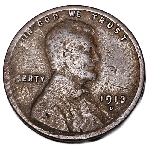 1913-D LINCOLN CENT GOOD+, BROWN FREE USA SHIPPING