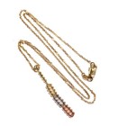 10k yellow white rose chain necklace ball bead dangle pendant estate 19" 2.9g — photo 2