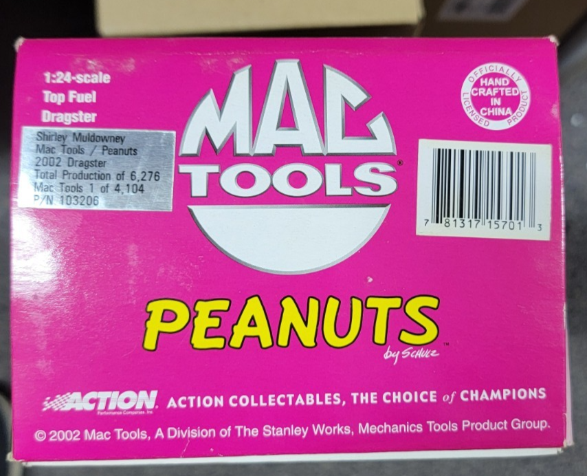 MACTOOLS TOPFUEL NHRA 最終値下げ‼️ 2002 - Action NHRA Shirley Muldowney Mac Tools / Peanuts
