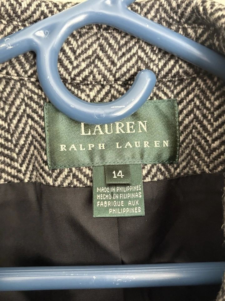 LAUREN Ralph Lauren 100% Wool Gray & Black "Blazer" Full Zip Womens Size 14 - Image 4 of 4