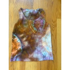 Upcycled Ice Dyed Geode Ribbed Tank Top Custom Tie Dye Earth Tones Purple L