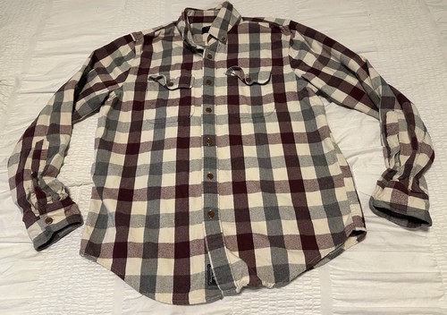 Abercrombie & Fitch rot grau Flanell Langarm Knopfleiste Herren Large gebraucht, in einwandfreiem Zustand