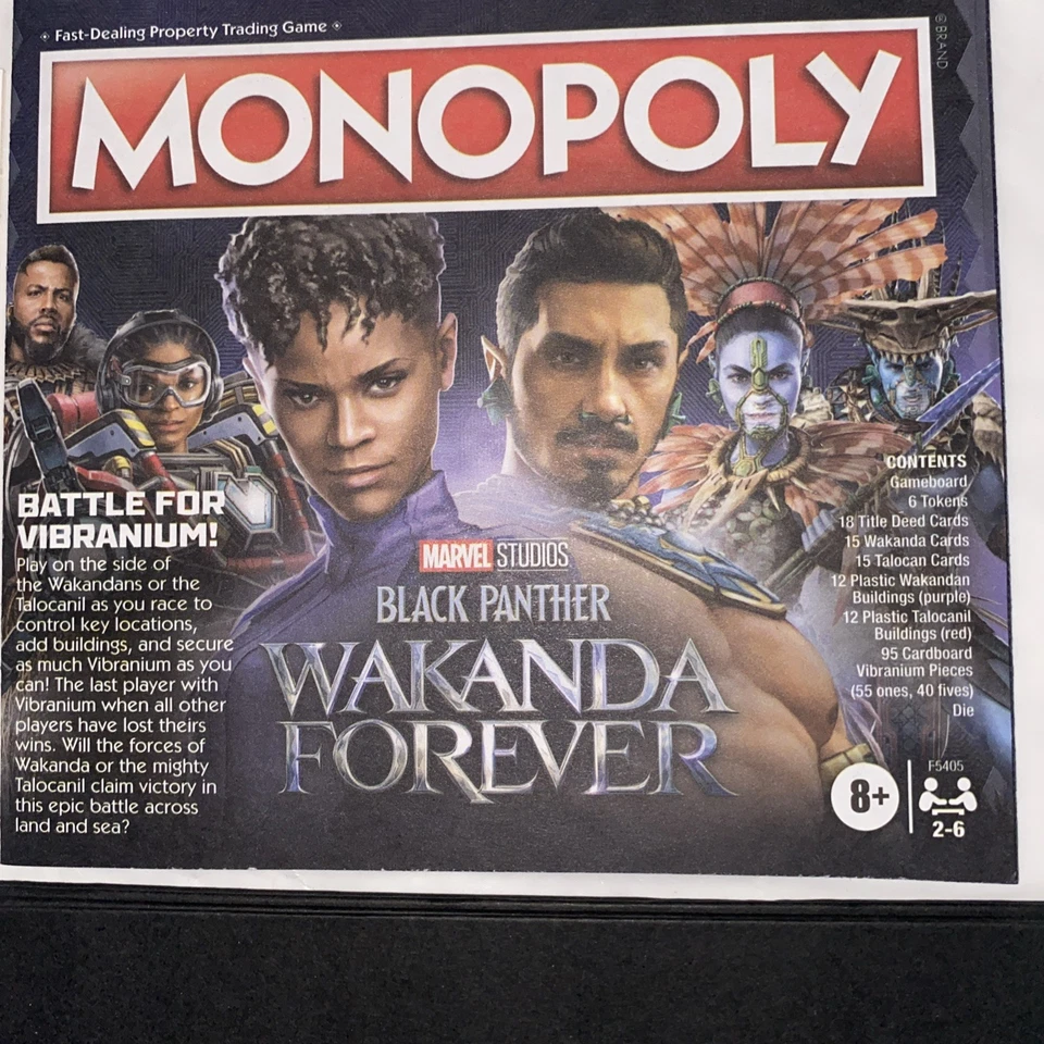 Monopoly Black Panther Hasbro Gaming Parker Brothers New Open Box Wakanda Pieces - Image 3 of 4