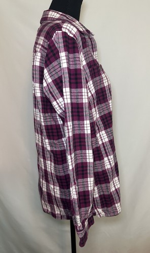 DULUTH Trading Women Large Purple Flannel Long Sleeve Button Up Shirt Plaid - Picture 4 of 11
