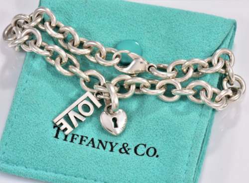 Tiffany & Co Sterling Silver Love Heart Two Charm… - image 1