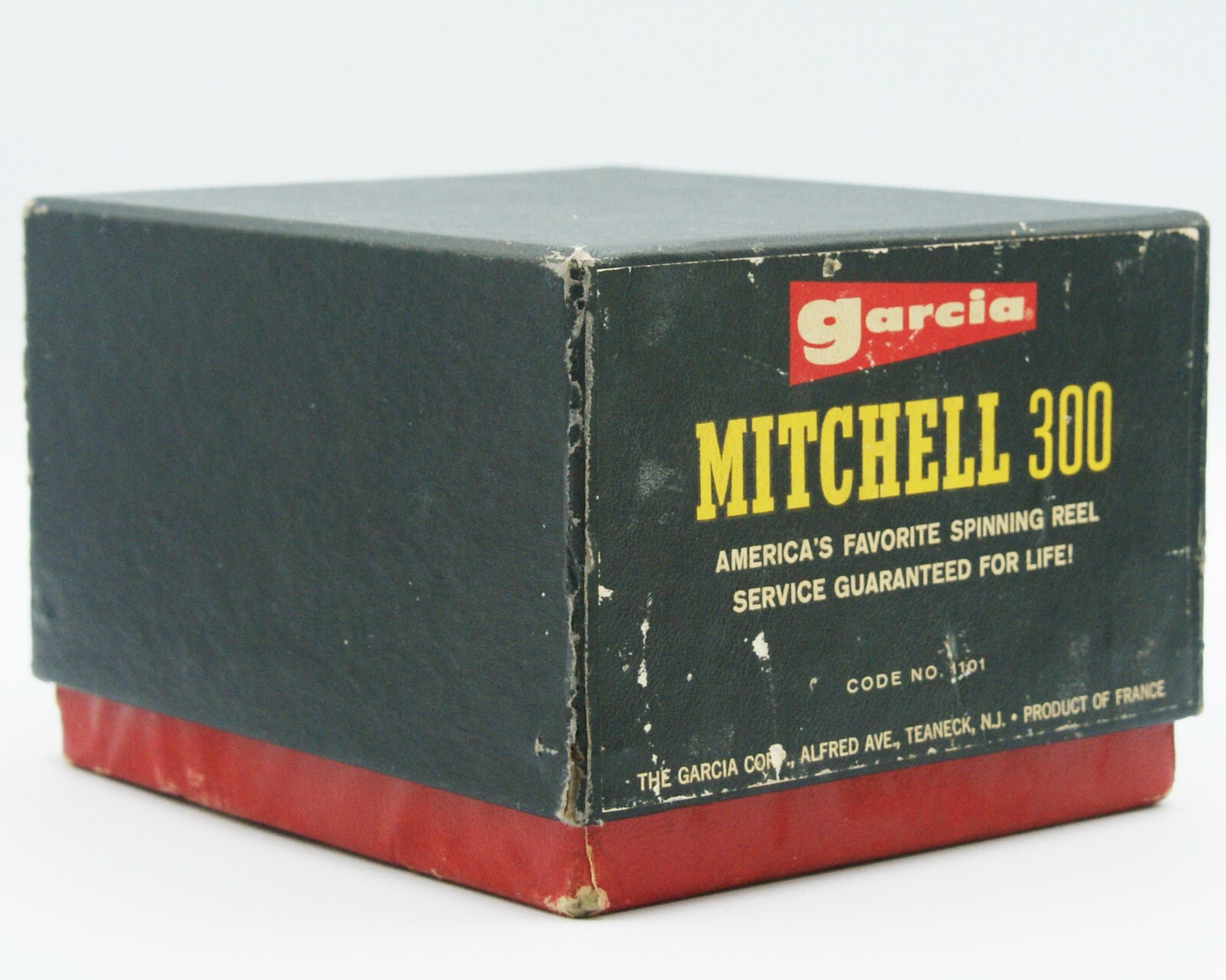 1965 Garcia Mitchell 300 Spinning Reel, Matching Angle Card Box, Spool + Papers