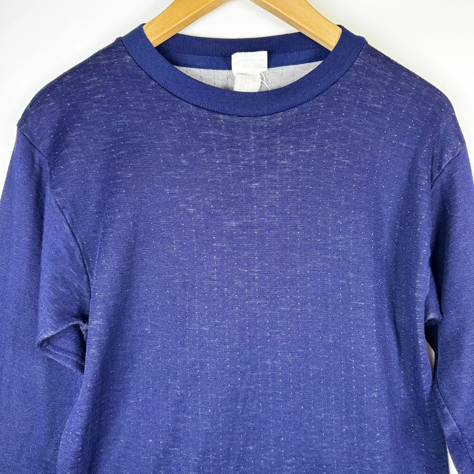 Camisa Tejida Térmica Vintage Medalist Allen A Grande Azul Manga Larga Hecha en EE. UU. Foto 2 de 4
