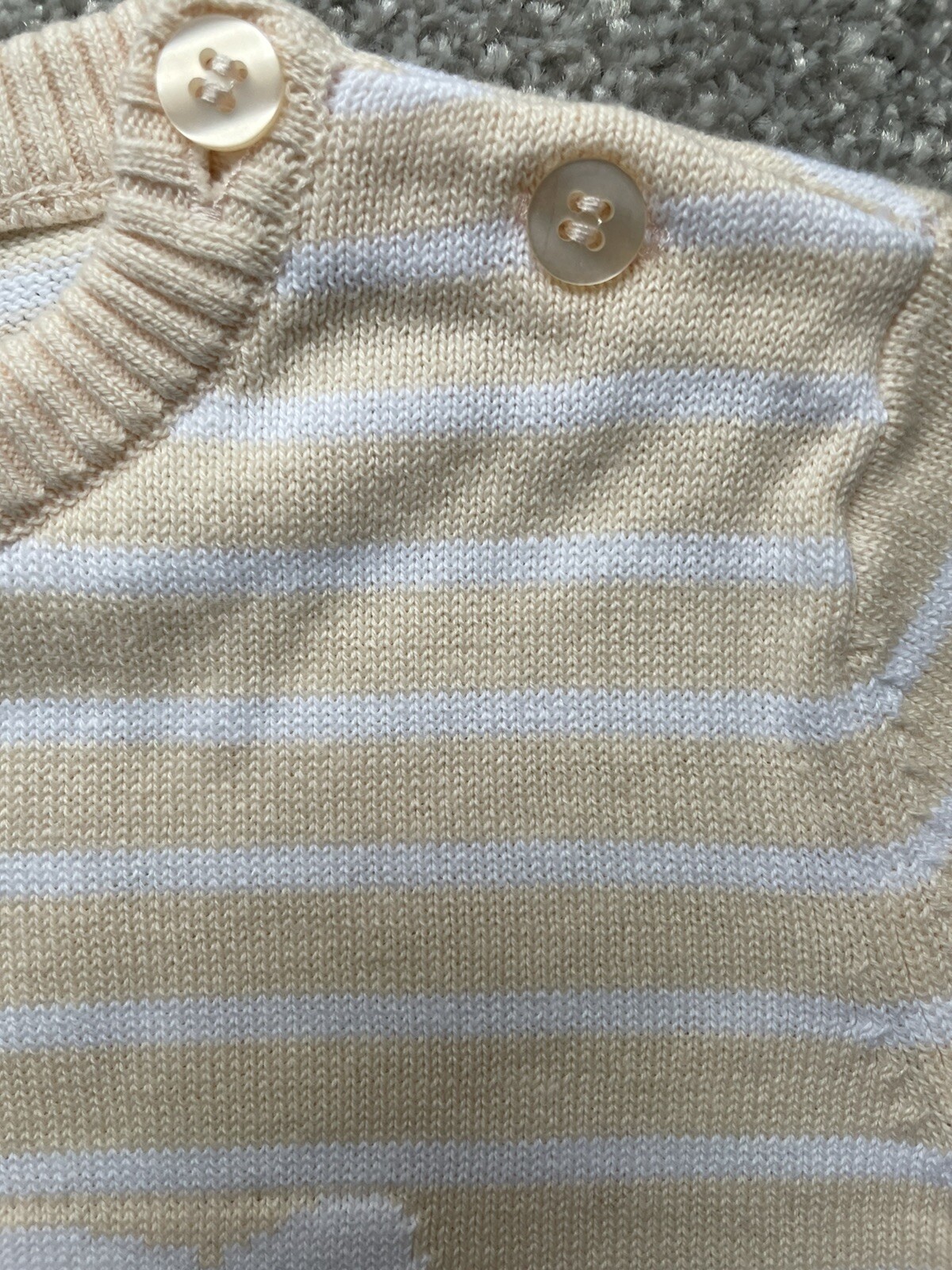 The Little Tailor Rocking Horse Stripey Jumper Peach/White 100percent Cotton 3-6 month image 5