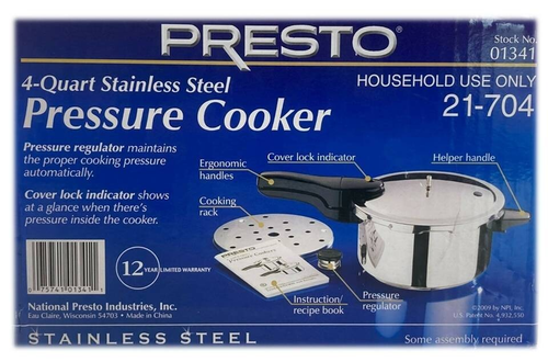Presto 1341 4-qt Pressure Cooker - Aluminum/Black