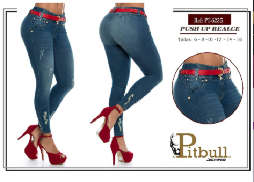 Women's Authentic Pitbull Shaping Jeans PT6235 Blue New Colombian Brazil Size 7 - Picture 1 of 11