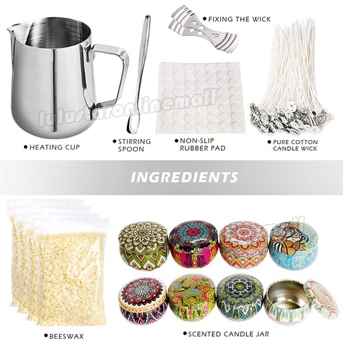 122PCS Candle Making Kit Diy Candle Craft Tool Set Pouring Pot Wick Wax Kit Gift - Picture 3 of 9