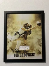 Jeff Bridges Signed Cut w/ The Big Lebowski Photo Mat - JSA QQ79988