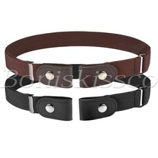 2pcs/set Men's Women's No Buckle Stretch Belt Adjustable Elastic Strap Waistband