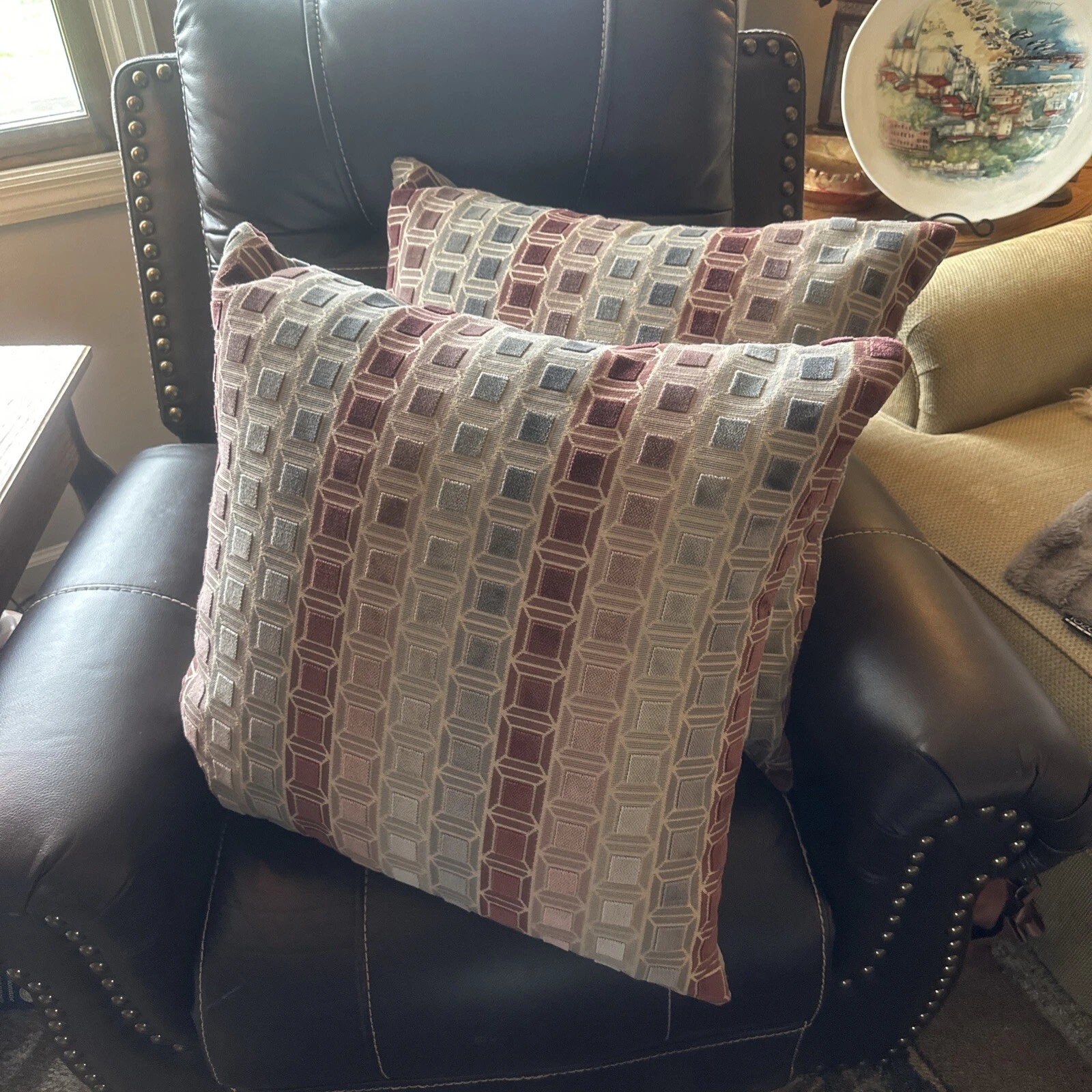 2 Ahgly Company Velvet Patterned Throw Down Pillows - Accent Pillows 22’ X 22’