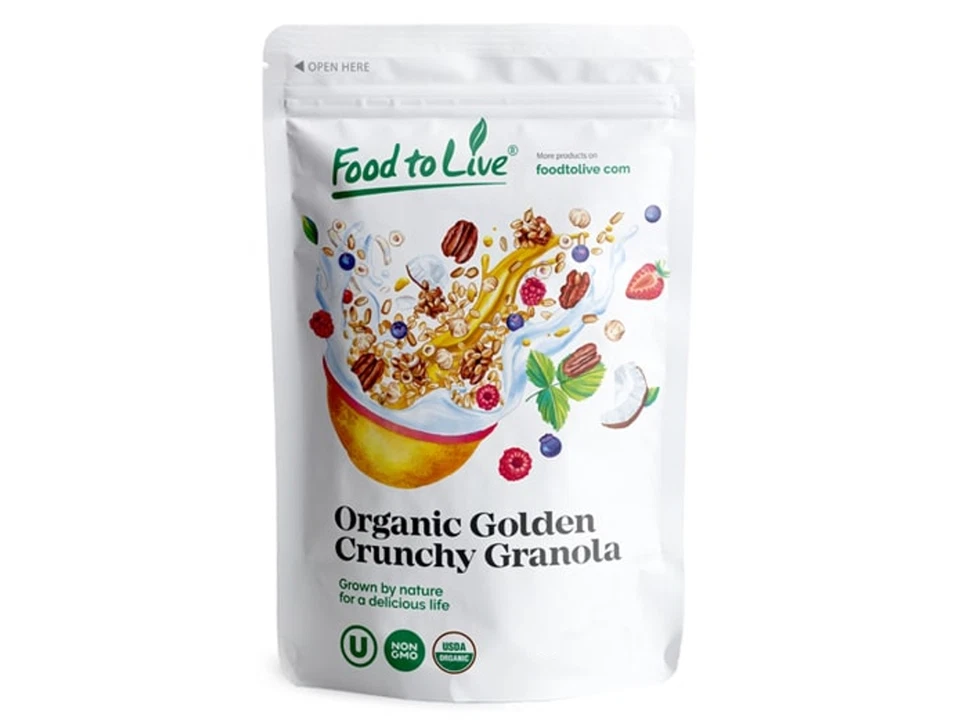 Granola crujiente dorada orgánica - sin OGM, kosher, vegana - Food To Live ® Foto 2 de 4