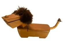 Vintage Swank Japan MCM J.V. Orel Lion Wood Trinket Box Pencil Holder Zoo Line