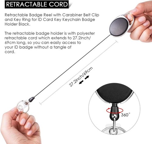 Metall einziehbare Karabiner Abzeichen Leine - brandfähig - robust - Bild 5 von 7