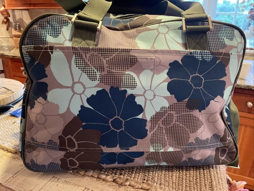 Embark Green Blue CanvasFlowers Overnight Carry On Travel Bag Pockets Strap - 第 4/11 張圖片