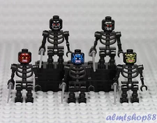 LEGO - Black Skeleton Minifigures w/ Cutlass Warrior Skull Fantasy Halloween Lot