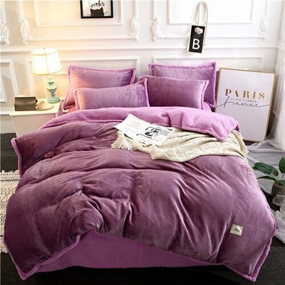 Thick Flannel Velvet Bedding Set Fleece Soft Duvet Cover Bed Sheet Pillowcases Thick Flannel Velvet Bedding Set Fleece, Flannel Bedding King Size