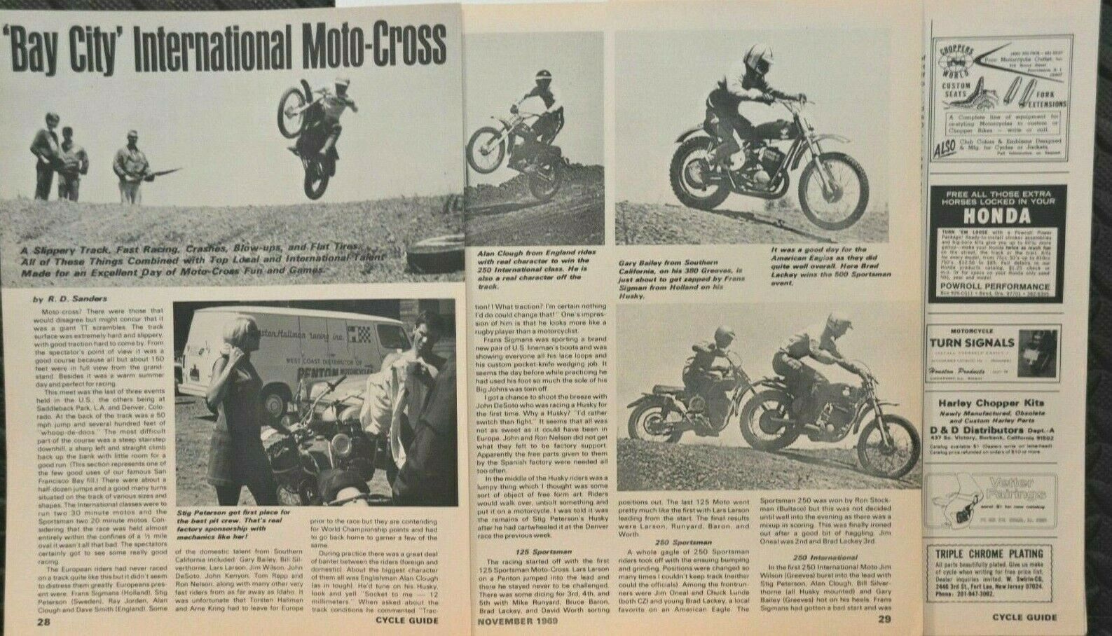 1969 Bay City Moto Cross 5 p Motorcycle Print Article Gary Bailey Larson  Penton