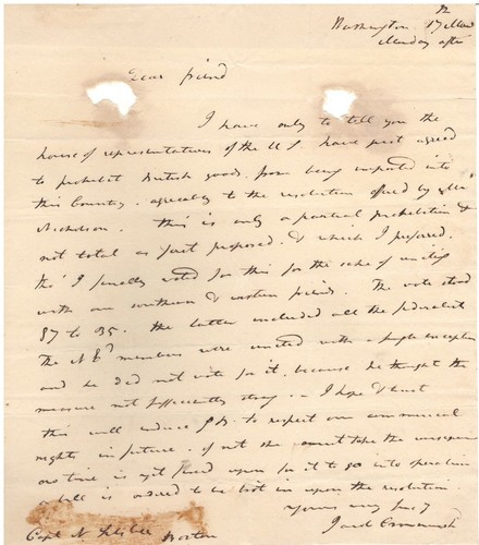 Handwritten Document Signed by Jacob Crowinshield w/COA