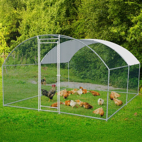 10 x 10 ft Large Metal Chicken Coop, Walk-in Poultry Cage Chicken Hen Run HouseW - Picture 10 of 21