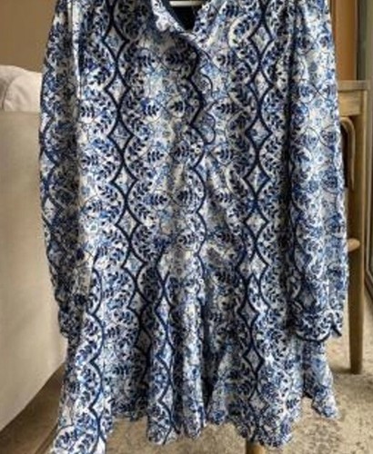 Sezane Dress Marley La Maille Printed Foliage Floral 34 US 4 Long Sleeve Eyelet - Picture 9 of 12