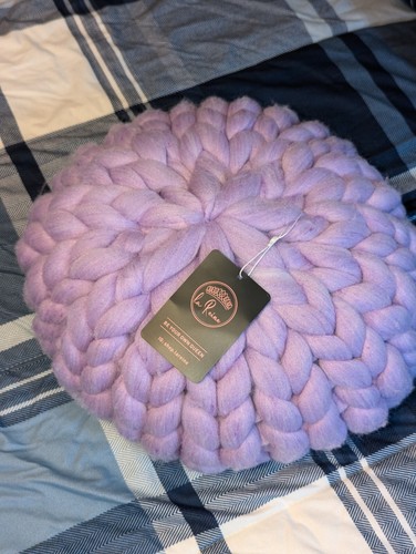 Purple Chunky Knit Throw Blanket And Pillow NWT - Picture 4 of 5