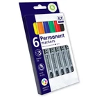 6 Pack Permanent Marker Pens Assorted Multi Colour bullet Point Tip