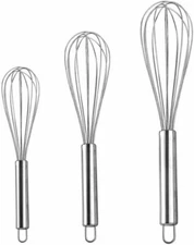 Egg Whisk Set 3 Pcs Stainless Steel Kitchen Tool Utensil Whisker for Stirring