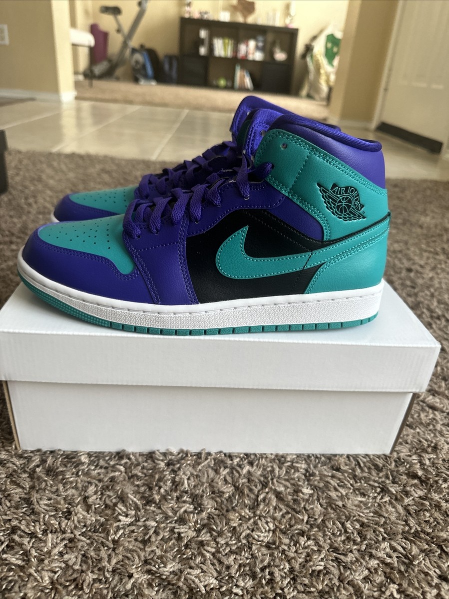 Nike Air Jordan 1 Mid Shoes Dark Concord Emerald Black Nike Air Jordan 1 Mid Shoes Dark Concord Emerald Black